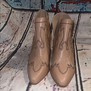 Women's Tan Western-Style Ankle Booties
